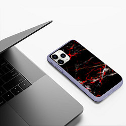 Чехол iPhone 11 Pro матовый Красные узоры, цвет: 3D-светло-сиреневый — фото 2