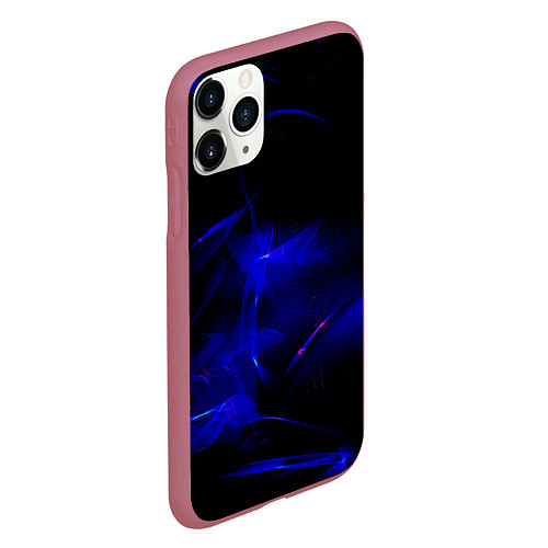 Чехол iPhone 11 Pro матовый Синий дым узоры / 3D-Малиновый – фото 2