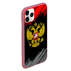 Чехол iPhone 11 Pro матовый Герб РФ краски спорт, цвет: 3D-малиновый — фото 2