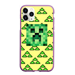 Чехол iPhone 11 Pro матовый Minecraft creeper game, цвет: 3D-фиолетовый