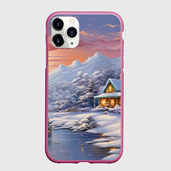 Чехол iPhone 11 Pro матовый Ожившие сказки зимнего леса, цвет: 3D-малиновый