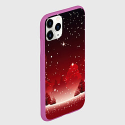 Чехол iPhone 11 Pro матовый Зимний берег реки с деревьями и льдом, цвет: 3D-фиолетовый — фото 2