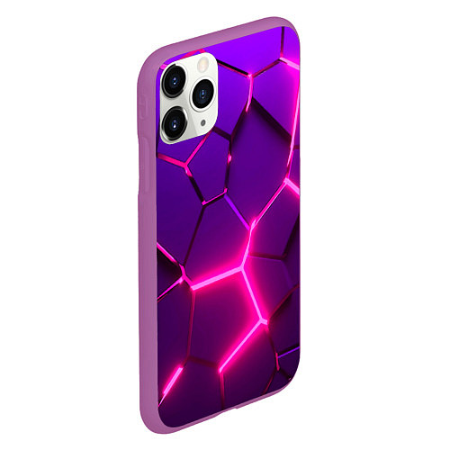 Чехол iPhone 11 Pro матовый Неоновые плиты розовые / 3D-Фиолетовый – фото 2