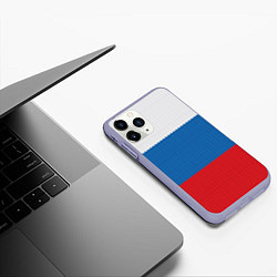 Чехол iPhone 11 Pro матовый Вязаный российский флаг, цвет: 3D-светло-сиреневый — фото 2