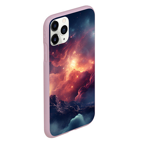 Чехол iPhone 11 Pro матовый Космические облака / 3D-Розовый – фото 2