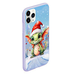 Чехол iPhone 11 Pro матовый Дракон зимние дни, цвет: 3D-светло-сиреневый — фото 2