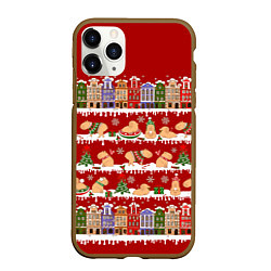 Чехол iPhone 11 Pro матовый Капибара на Новый год, цвет: 3D-коричневый