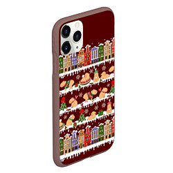Чехол iPhone 11 Pro матовый Капибара с семьей зимой, цвет: 3D-коричневый — фото 2