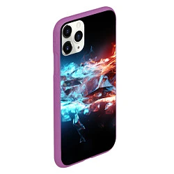 Чехол iPhone 11 Pro матовый Лед и пламя абстракция, цвет: 3D-фиолетовый — фото 2