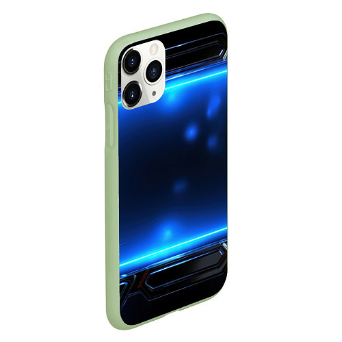 Чехол iPhone 11 Pro матовый Синий неоновый экран / 3D-Салатовый – фото 2