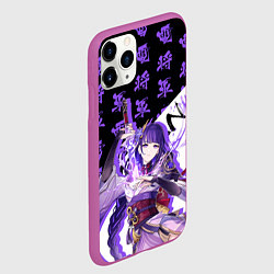 Чехол iPhone 11 Pro матовый Сёгун Райдэн иероглифы - Геншин Импакт, цвет: 3D-фиолетовый — фото 2