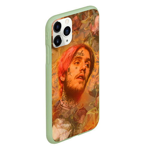 Чехол iPhone 11 Pro матовый Lil Peep розы / 3D-Салатовый – фото 2