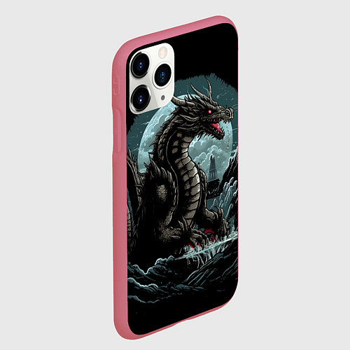 Чехол iPhone 11 Pro матовый Дракон зимних ночей / 3D-Малиновый – фото 2