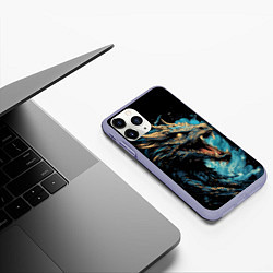 Чехол iPhone 11 Pro матовый Дракон символ 2024, цвет: 3D-светло-сиреневый — фото 2