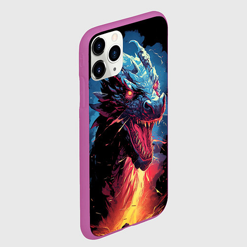 Чехол iPhone 11 Pro матовый Дракон зимнего волшебства 2024 / 3D-Фиолетовый – фото 2
