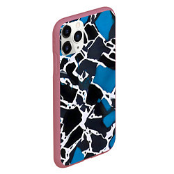 Чехол iPhone 11 Pro матовый Кляксы чёрные и синие, цвет: 3D-малиновый — фото 2