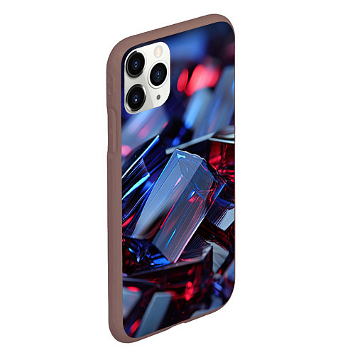 Чехол iPhone 11 Pro матовый Острые грани прозрачности / 3D-Коричневый – фото 2