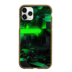 Чехол iPhone 11 Pro матовый Симметрия зеленых теней, цвет: 3D-коричневый