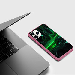 Чехол iPhone 11 Pro матовый Глубина зеленого абстракта, цвет: 3D-малиновый — фото 2