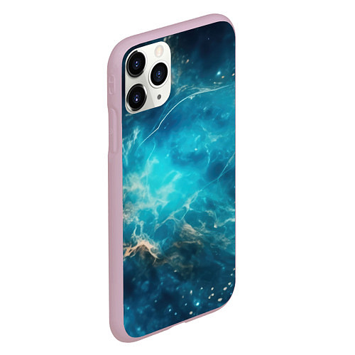 Чехол iPhone 11 Pro матовый Голубая небула / 3D-Розовый – фото 2