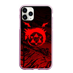 Чехол iPhone 11 Pro матовый Красный знак уроборос - Стальной алхимик, цвет: 3D-розовый