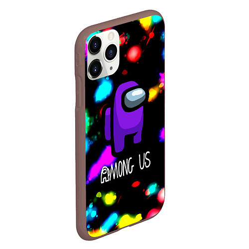 Чехол iPhone 11 Pro матовый Among us blink neon / 3D-Коричневый – фото 2