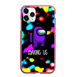 Чехол iPhone 11 Pro матовый Among us blink neon, цвет: 3D-малиновый