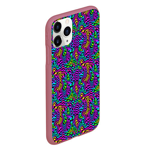 Чехол iPhone 11 Pro матовый Multicolored stripes / 3D-Малиновый – фото 2