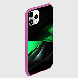 Чехол iPhone 11 Pro матовый Трехмерность зеленой фигуры, цвет: 3D-фиолетовый — фото 2