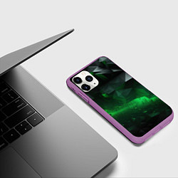 Чехол iPhone 11 Pro матовый Трехмерность зеленой фигуры, цвет: 3D-фиолетовый — фото 2
