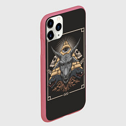 Чехол iPhone 11 Pro матовый Бафомет 666, цвет: 3D-малиновый — фото 2