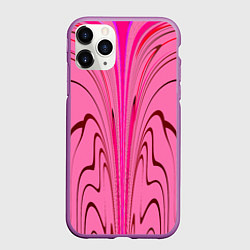 Чехол iPhone 11 Pro матовый Плавные линии на розовом фоне, цвет: 3D-фиолетовый