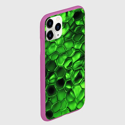 Чехол iPhone 11 Pro матовый Зелёное стекло галькообразное / 3D-Фиолетовый – фото 2