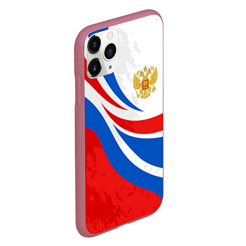 Чехол iPhone 11 Pro матовый Россия - спортивная униформа / 3D-Малиновый – фото 2