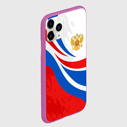 Чехол iPhone 11 Pro матовый Россия - спортивная униформа / 3D-Фиолетовый – фото 2