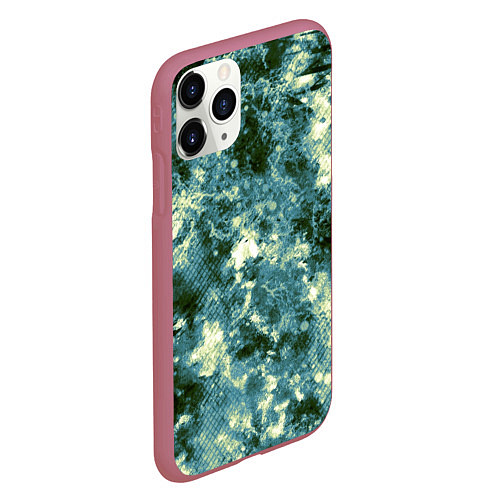 Чехол iPhone 11 Pro матовый Абстракция - ocean in grunge style / 3D-Малиновый – фото 2