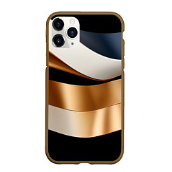 Чехол iPhone 11 Pro матовый Золотистые вставки абстракции, цвет: 3D-коричневый