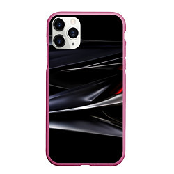 Чехол iPhone 11 Pro матовый Black red abstract, цвет: 3D-малиновый