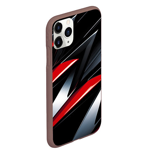 Чехол iPhone 11 Pro матовый Red black abstract / 3D-Коричневый – фото 2