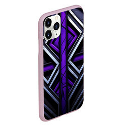 Чехол iPhone 11 Pro матовый Фиолетовые вставки на черном фоне, цвет: 3D-розовый — фото 2