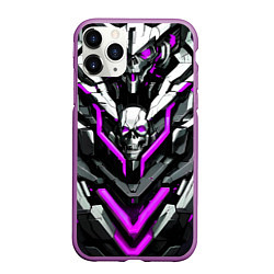Чехол iPhone 11 Pro матовый Фиолетовый скелетный киберпанк доспех, цвет: 3D-фиолетовый