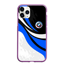 Чехол iPhone 11 Pro матовый BMW - синяя абстракция