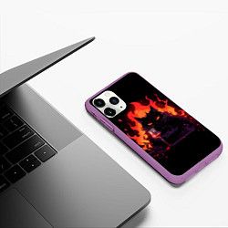 Чехол iPhone 11 Pro матовый Кот Бегемот с вином, цвет: 3D-фиолетовый — фото 2