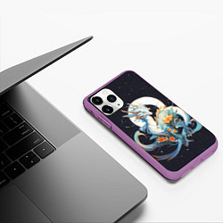 Чехол iPhone 11 Pro матовый Красивый милый дракон, цвет: 3D-фиолетовый — фото 2