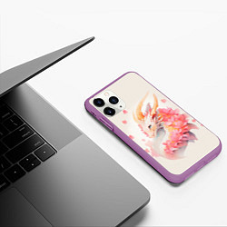 Чехол iPhone 11 Pro матовый Милый розовый дракон, цвет: 3D-фиолетовый — фото 2