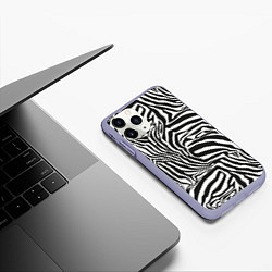 Чехол iPhone 11 Pro матовый Шкура зебры черно - белая графика, цвет: 3D-светло-сиреневый — фото 2