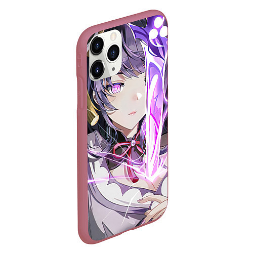 Чехол iPhone 11 Pro матовый Genshin Impact Raiden Baal / 3D-Малиновый – фото 2