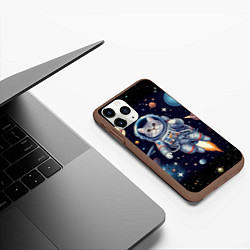 Чехол iPhone 11 Pro матовый Крутой котик в открытом космосе - нейросеть, цвет: 3D-коричневый — фото 2