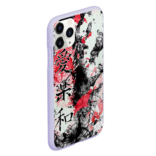 Чехол iPhone 11 Pro матовый Японский стиль иероглифы / 3D-Светло-сиреневый – фото 2