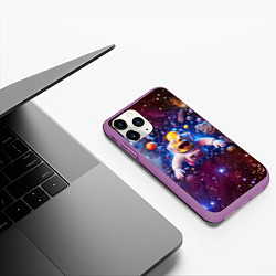 Чехол iPhone 11 Pro матовый Homer Simpson in space - ai art, цвет: 3D-фиолетовый — фото 2